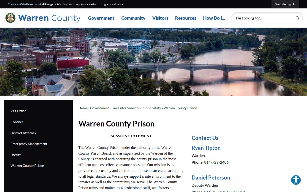Warren County released inmate records source on the official prison page