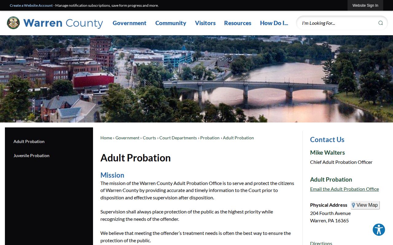 Warren County parole and probation office record source
