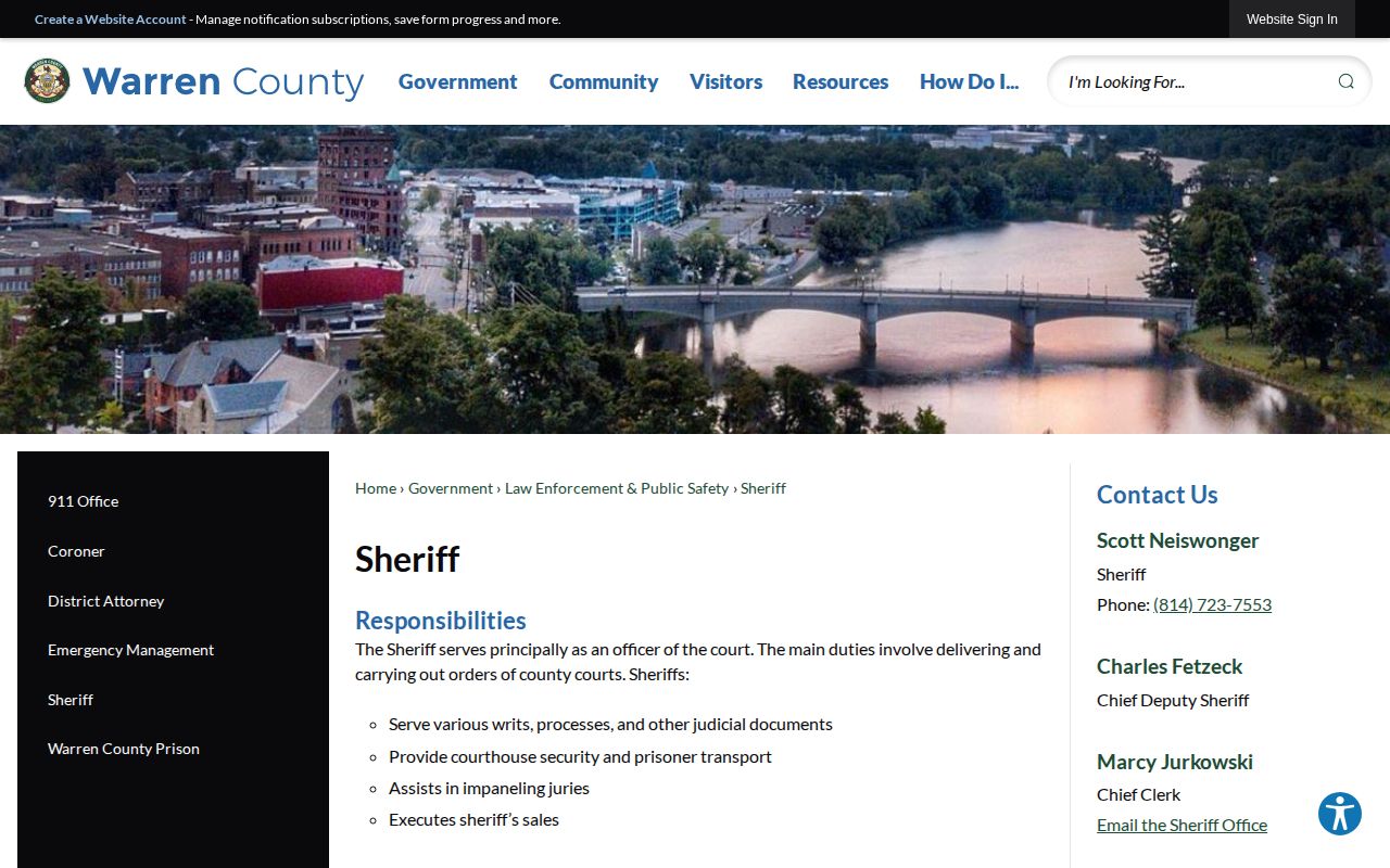 Warren County 24-hour release research on the official sheriff page
